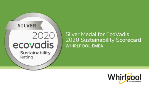 Whirlpool EMEA Awarded a Silver Medal for EcoVadis 2020 Sustainability Scorecard