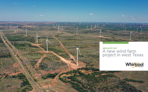 Whirlpool Corporation continues to move forward on its sustainability journey with new wind farm project in west Texas