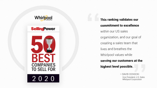 Whirlpool Corporation Once Again Achieves High Ranking on Selling Power’s Annual “50 Best Companies to Sell For” List in 2020