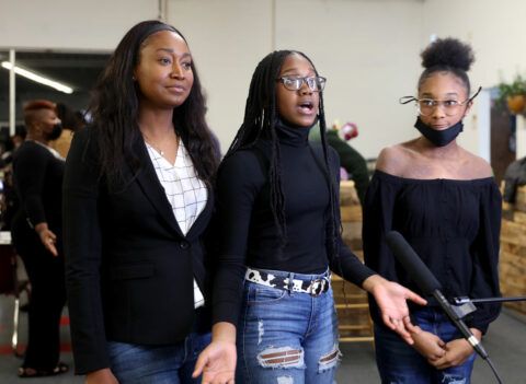 Neriah and Naoimi Stephens with mom Ashley, owners of NS Cosmetics