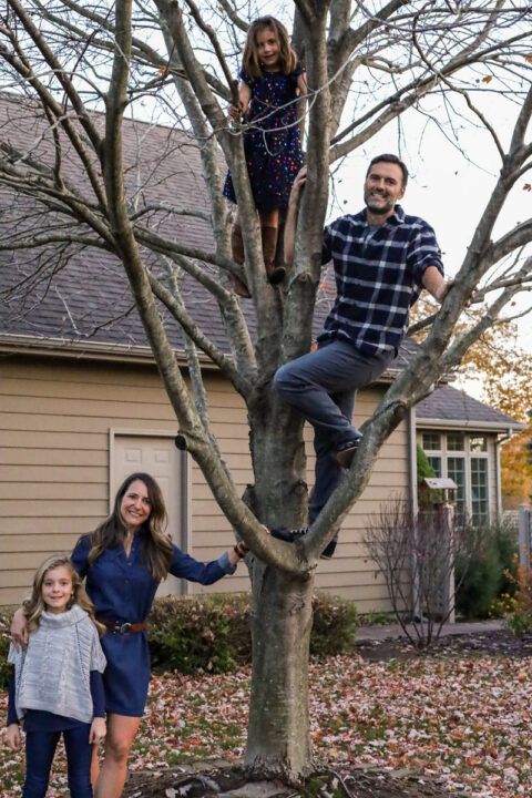 Whirlpool Corp's Lynn Moersch and family posing in their front yard