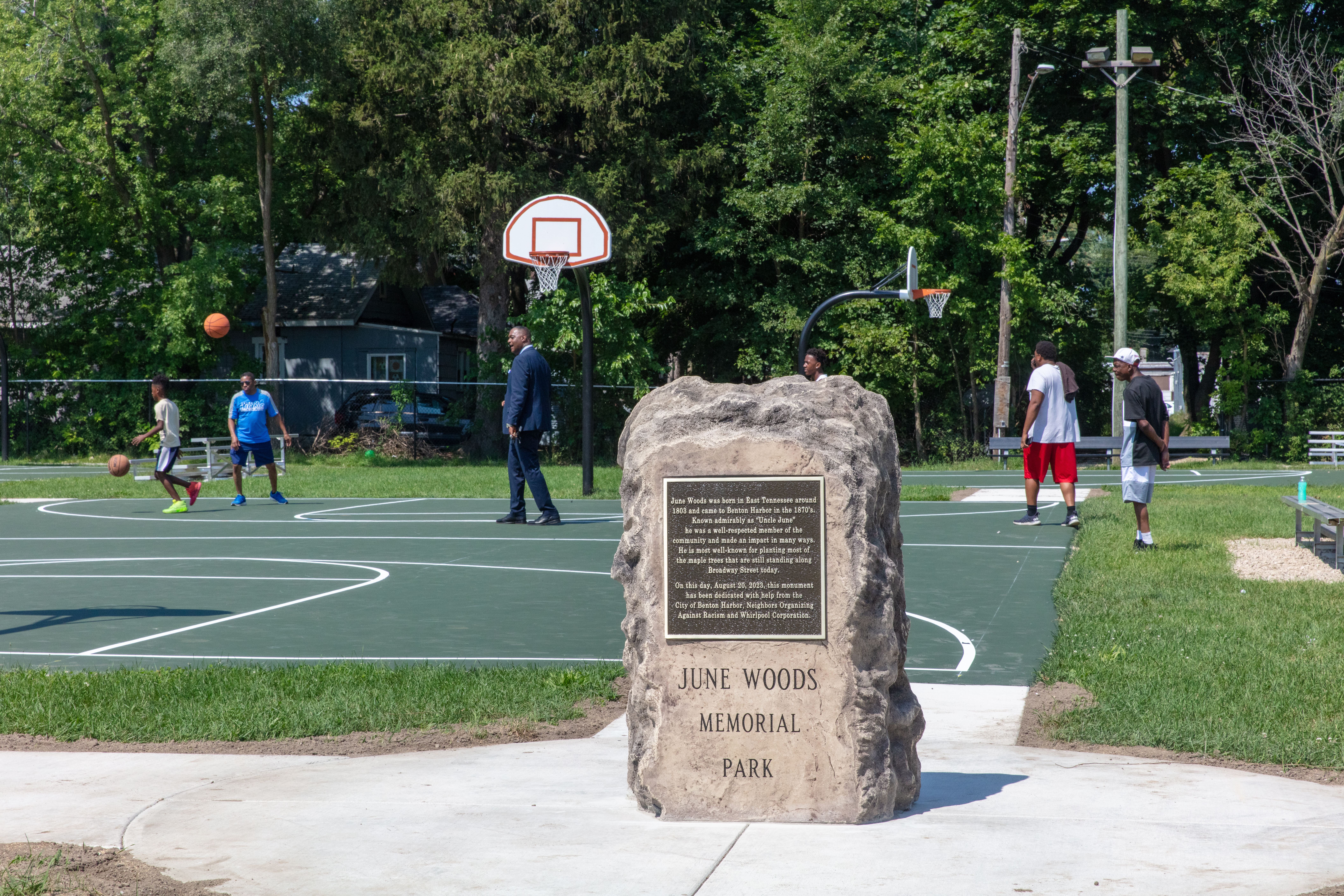 June Woods dedication within the beautifully renovated park
