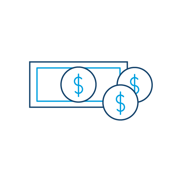 Icon of American dollars to convey Cost Savings