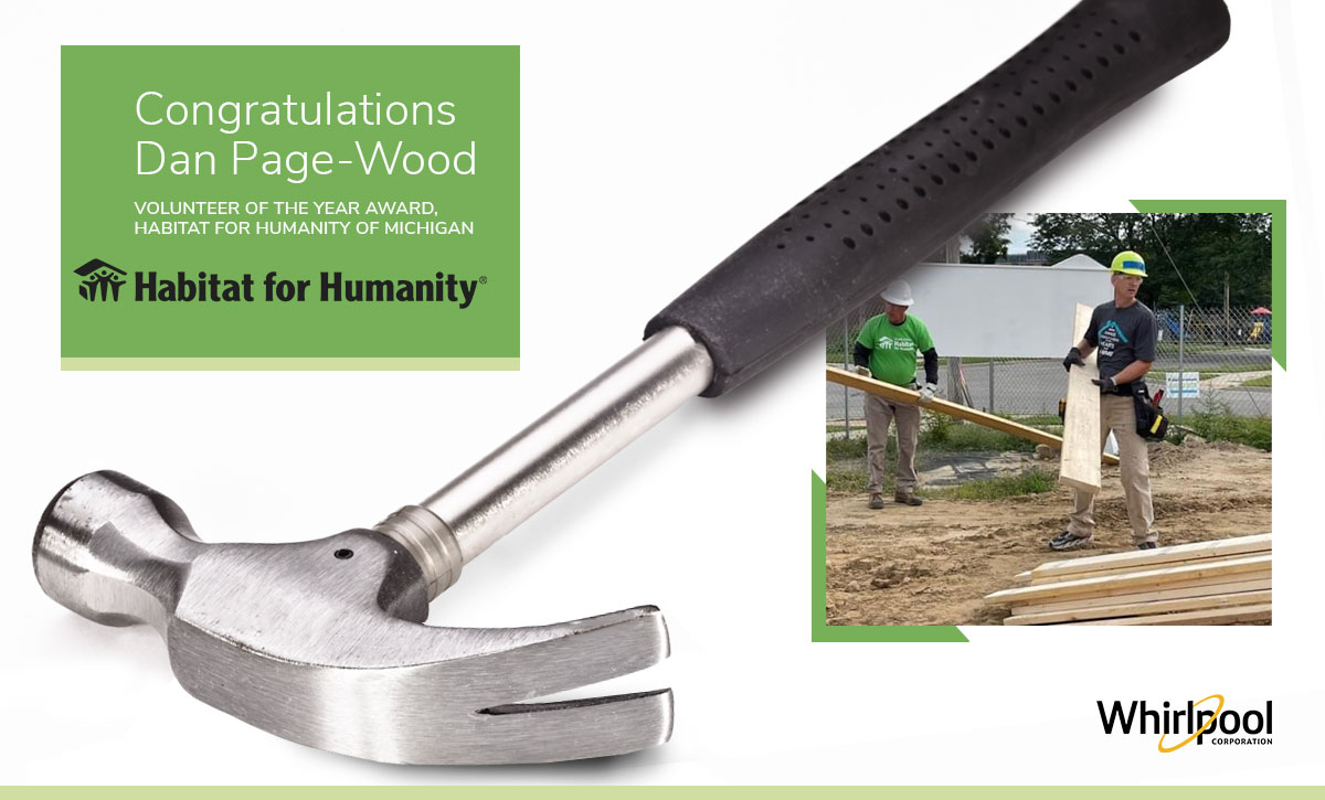 Dan Page-Wood of Whirlpool Corporation Awarded Volunteer of the Year, Habitat for Humanity of Michigan