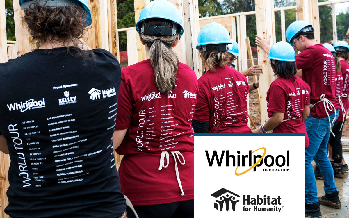 Whirlpool employees working on a Habitat home