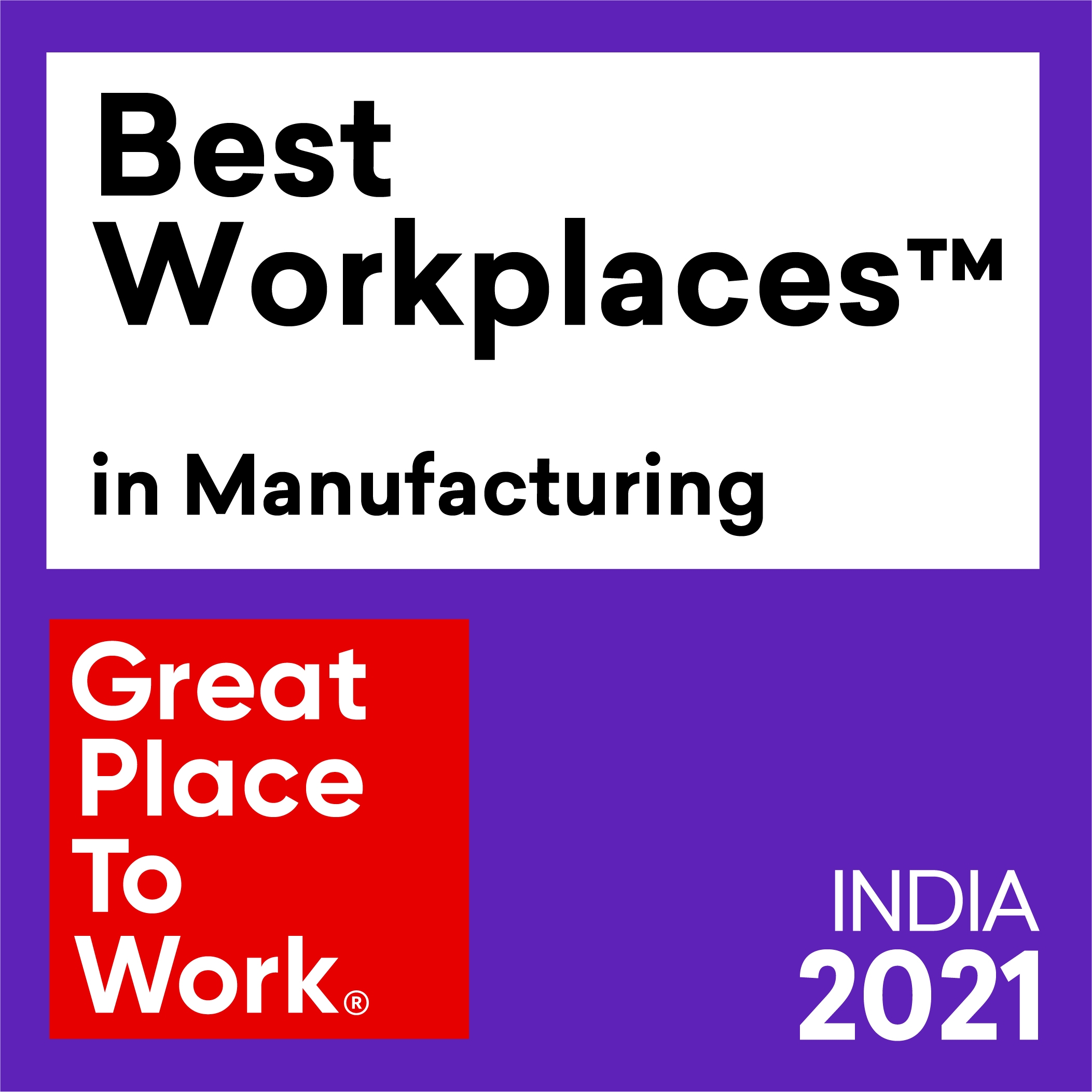 India's Best Workplaces in Manufacturing 2021 Award