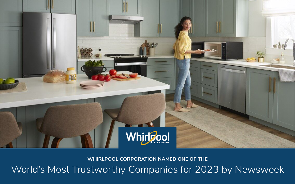 lifestyle image of a kitchen with Whirlpool appliances