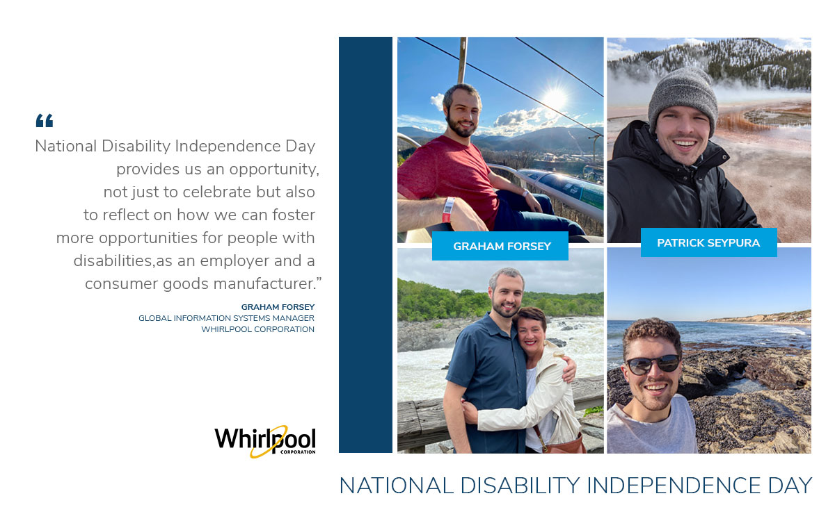 Graham Forsey and Patrick Seypura of Whirlpool Corporation celebrate National Disability Independence Day 2022