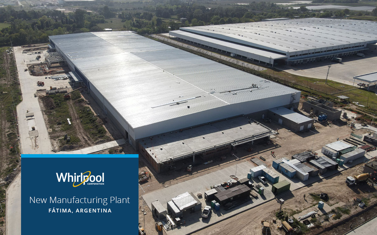 Whirlpool Corp's aerial shot of the new manufacturing plant in Argentina. View shows both factory and distribution centers