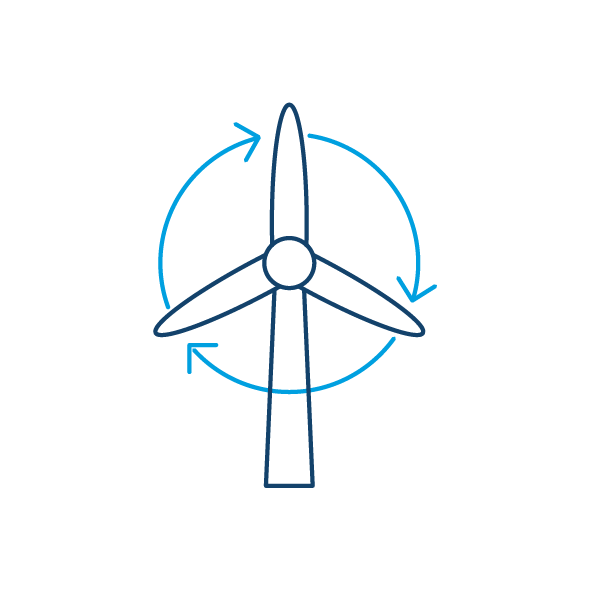 Icon of a wind turbine to convey sustainability