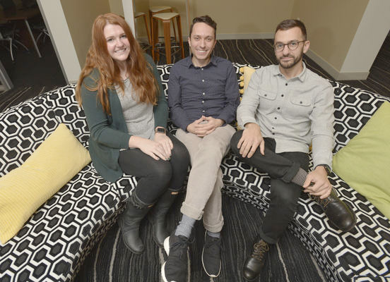 From left, Megan Clayton, Christopher Gregory and Nathan Bilancio are part of Whirlpool Creatives, which was created four years ago in an effort to bring together the community’s creative talent.